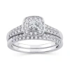 Modern Bride Womens 1/2 Ct. T.w. Natural White Diamond 10k Gold Cushion Engagement Ring In White