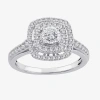 Modern Bride Womens 1/2 Ct. T.w. Natural White Diamond 10k Gold Cushion Engagement Ring In White