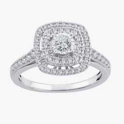 Modern Bride Womens 1/2 Ct. T.w. Natural White Diamond 10k Gold Cushion Engagement Ring