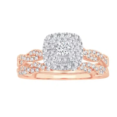Modern Bride Womens 1/2 Ct. T.w. Natural White Diamond 10k Gold Cushion Halo Bridal Set