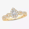 Modern Bride Womens 1/2 Ct. T.w. Natural White Diamond 10k Gold Pear Engagement Ring In Gold