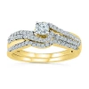 Modern Bride Womens 1/2 Ct. T.w. Natural White Diamond 10k Gold Round Side Stone Bypass Bridal Set In Gold