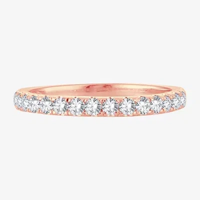 Modern Bride Womens 1/2 Ct. T.w. Natural White Diamond 10k Rose Gold Wedding Band In Pink
