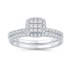 Modern Bride Womens 1/2 Ct. T.w. Natural White Diamond 10k White Gold Cushion Bridal Set In Neutral