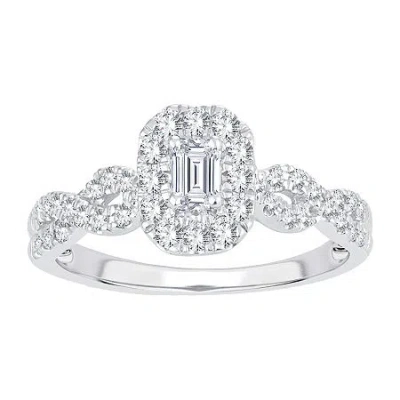 Modern Bride Womens 1/2 Ct. T.w. Natural White Diamond 10k White Gold Engagement Ring