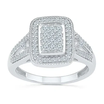 Modern Bride Womens 1/2 Ct. T.w. Natural White Diamond 10k White Gold Engagement Ring