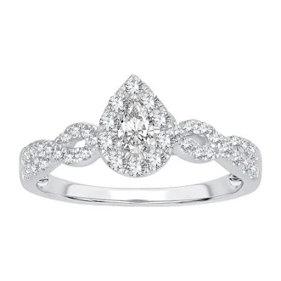 Modern Bride Womens 1/2 Ct. T.w. Natural White Diamond 10k White Gold Pear Engagement Ring