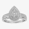 Modern Bride Womens 1/2 Ct. T.w. Natural White Diamond 10k White Gold Pear Halo Engagement Ring In White