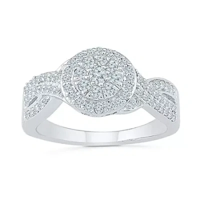 Modern Bride Womens 1/2 Ct. T.w. Natural White Diamond 10k White Gold Round Engagement Ring