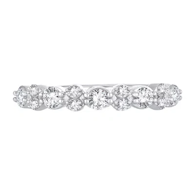 Modern Bride Womens 1/2 Ct. T.w. Natural White Diamond 10k White Gold Wedding Band In Silver