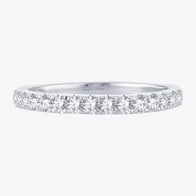 Modern Bride Womens 1/2 Ct. T.w. Natural White Diamond 10k White Gold Wedding Band In Metallic