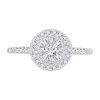 Modern Bride Womens 1/2 Ct. T.w. Natural White Diamond 14k White Gold Round Side Stone Halo Engagement Ring In White