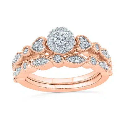 Modern Bride Womens 1/2 Ct.t.w. Natural Diamond 10k Rose Gold Bridal Set