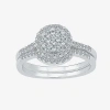 Modern Bride Womens 1/2 Ct.t.w. Natural Diamond 10k White Gold Bridal Set In Silver