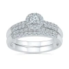Modern Bride Womens 1/2 Ct.t.w. Natural Diamond 10k White Gold Bridal Set In Silver