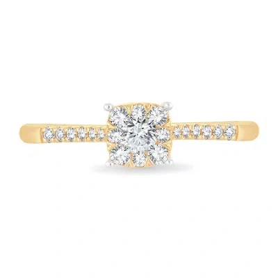 Modern Bride Womens 1/3 Ct. T.w. Natural White Diamond 10k Gold Cushion Engagement Ring In Transparent