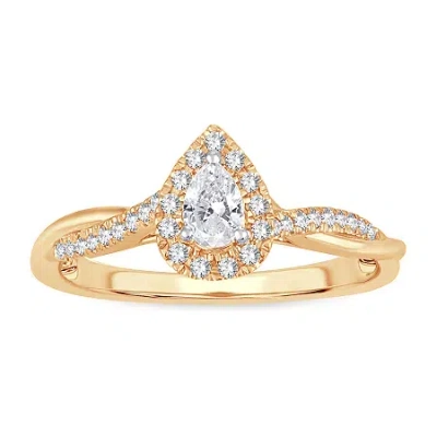 Modern Bride Womens 1/3 Ct. T.w. Natural White Diamond 10k Gold Pear Engagement Ring In Transparent