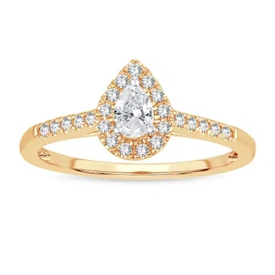 Modern Bride Womens 1/3 Ct. T.w. Natural White Diamond 10k Gold Pear Engagement Ring In Transparent
