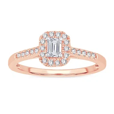 Modern Bride Womens 1/3 Ct. T.w. Natural White Diamond 10k Rose Gold Engagement Ring In Pink