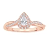 Modern Bride Womens 1/3 Ct. T.w. Natural White Diamond 10k Rose Gold Pear Side Stone Halo Engagement Ring In Pink