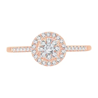 Modern Bride Womens 1/3 Ct. T.w. Natural White Diamond 10k Rose Gold Round Engagement Ring