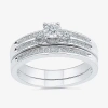 Modern Bride Womens 1/3 Ct. T.w. Natural White Diamond Sterling Silver Round Bridal Set In Silver