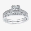Modern Bride Womens 1/3 Ct.t.w. Natural Diamond 10k White Gold Bridal Set In Silver