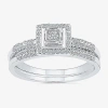 Modern Bride Womens 1/3 Ct.t.w. Natural Diamond Sterling Silver Bridal Set In Silver