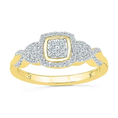 Modern Bride Womens 1/4 Ct. T.w. Natural White Diamond 10k Gold Cushion Engagement Ring In Transparent
