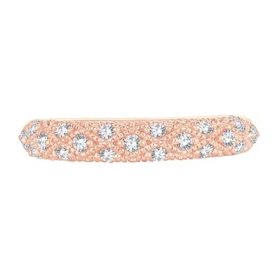 Modern Bride Womens 1/4 Ct. T.w. Natural White Diamond 10k Rose Gold Anniversary Wedding Band