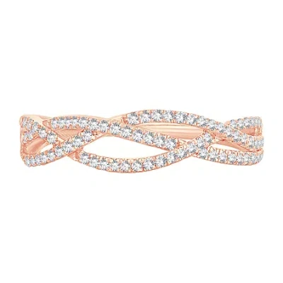 Modern Bride Womens 1/4 Ct. T.w. Natural White Diamond 10k Rose Gold Wedding Band