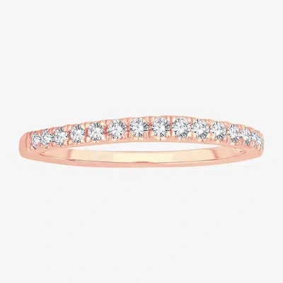 Modern Bride Womens 1/4 Ct. T.w. Natural White Diamond 10k Rose Gold Wedding Band In Pink