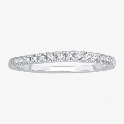 Modern Bride Womens 1/4 Ct. T.w. Natural White Diamond 10k White Gold Wedding Band In Metallic