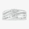 Modern Bride Womens 1/4 Ct. T.w. Natural White Diamond Sterling Silver Round Bridal Set In Silver