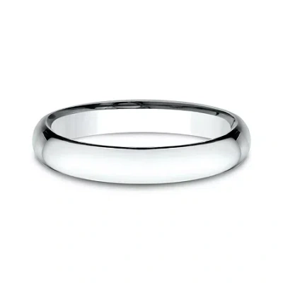 Modern Bride Womens 14k White Gold 3mm Light Comfort-fit Wedding Band In Metallic