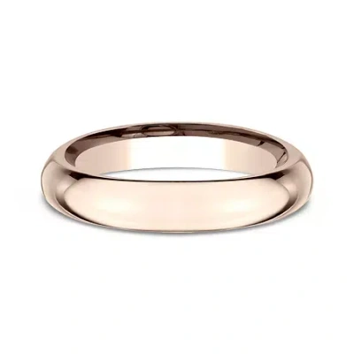 Modern Bride Womens 14k White Gold 4mm High Dome Comfort-fit Wedding Band In Pink