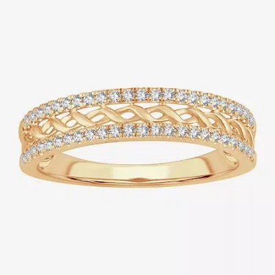 Modern Bride Womens 1/5 Ct. Natural White Diamond 10k Gold Anniversary Wedding Band