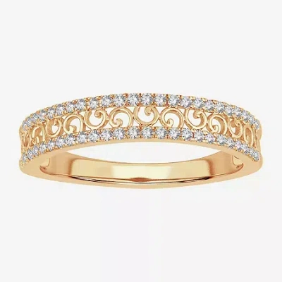 Modern Bride Womens 1/5 Ct. Natural White Diamond 10k Gold Anniversary Wedding Band