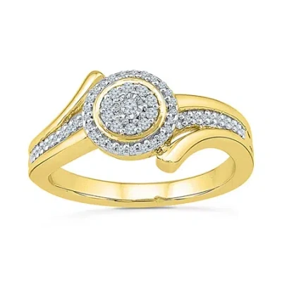 Modern Bride Womens 1/5 Ct. Natural White Diamond 10k Gold Round Bypass Halo Engagement Ring
