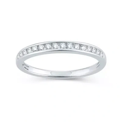 Modern Bride Womens 1/5 Ct. Natural White Diamond 10k Gold Wedding Band In Silver