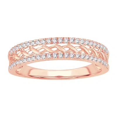 Modern Bride Womens 1/5 Ct. Natural White Diamond 10k Rose Gold Anniversary Wedding Band