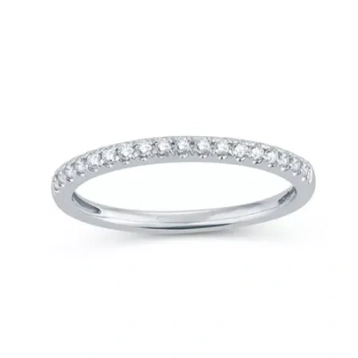 Modern Bride Womens 1/5 Ct. Natural White Diamond 14k Gold Wedding Band In Silver