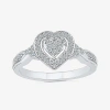 Modern Bride Womens 1/5 Ct. Natural White Diamond Sterling Silver Heart Side Stone Halo Engagement Ring In Transparent