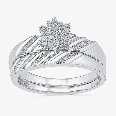 Modern Bride Womens 1/5 Ct.t.w. Natural Diamond Sterling Silver Bridal Set