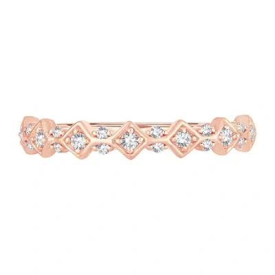 Modern Bride Womens 1/6 Ct. T.w. Natural White Diamond 10k Rose Gold Wedding Band