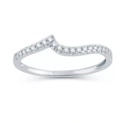 Modern Bride Womens 1/6 Ct. T.w. Natural White Diamond 14k Gold Wedding Band In Silver
