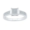 Modern Bride Womens 1/6 Ct. T.w. Natural White Diamond Sterling Silver Side Stone Promise Ring In Metallic