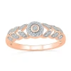 Modern Bride Womens 1/8 Ct. T.w. Natural White Diamond 10k Rose Gold Round Halo Promise Ring In Pink