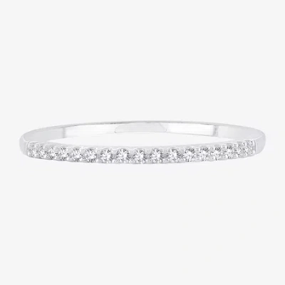 Modern Bride Womens 1/8 Ct. T.w. Natural White Diamond 10k White Gold Wedding Band