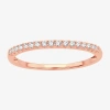 Modern Bride Womens 1/8 Ct. T.w. Natural White Diamond 10k White Gold Wedding Band In Pink